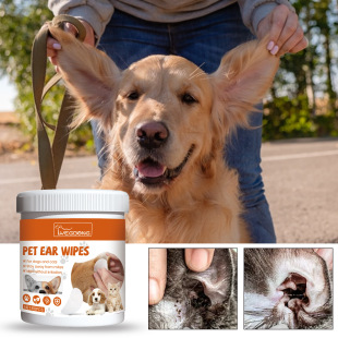 Yegbong Pet Ear Wipes Pet Ear Deodorant Mild Cleaning Ear Mite Cleaning Supplies