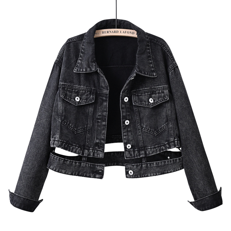 Cross-Border Foreign Trade Spring and Autumn Short Denim Jacket for Women with Lapel Collar, Slim-Fit Design for Petite Figures, Waist-Cinching Top 2026