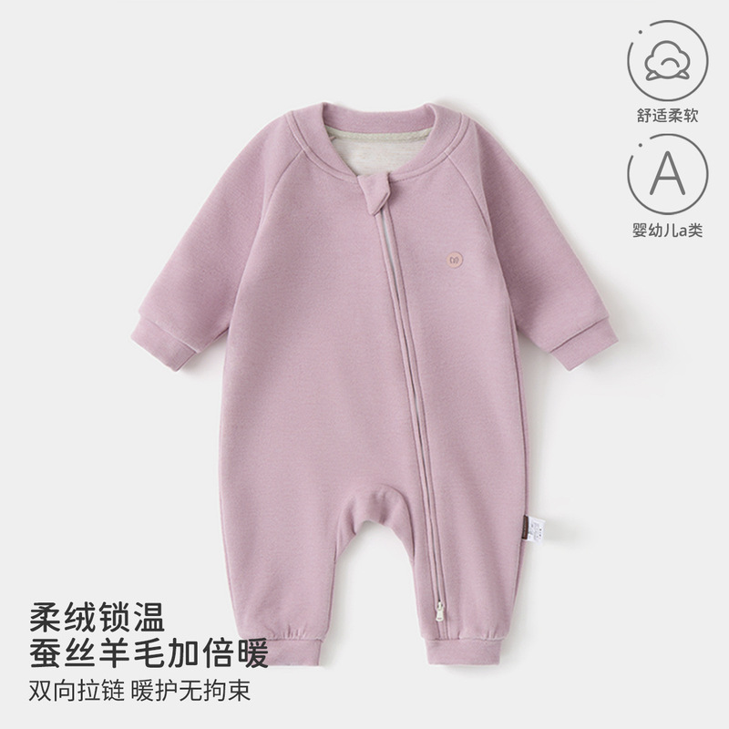 Baby Jumpsuit with Diagonal Zipper, Spring and Autumn Style, Long-Sleeve Romper, Home Wear, Anyang Children's Clothing Baby Jumpsuit with Diagonal Zipper, Spring and Autumn Style, Long-Sleeve Romper, Home Wear, Anyang Children's Clothing