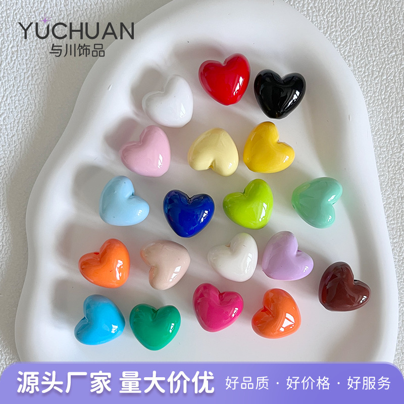Baked paint fat love straight hole mobile phone chain beads loose batch key chain necklace diy small jewelry acrylic peach beads Baked paint fat love straight hole mobile phone chain beads loose batch key chain necklace diy small jewelry acrylic peach beads