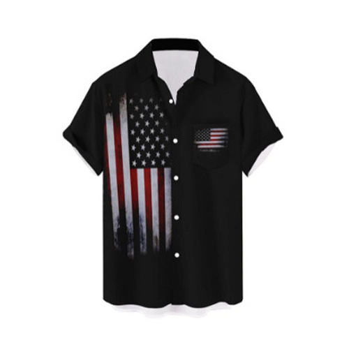 Seasonal New Print Shirt for Men, Casual Short-Sleeve Top with 3D Print, Versatile and Trendy