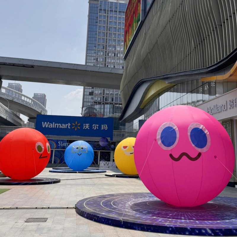 充气彩色圆球气模卡通表情包多彩互动亲子活动商场户外美陈引道具