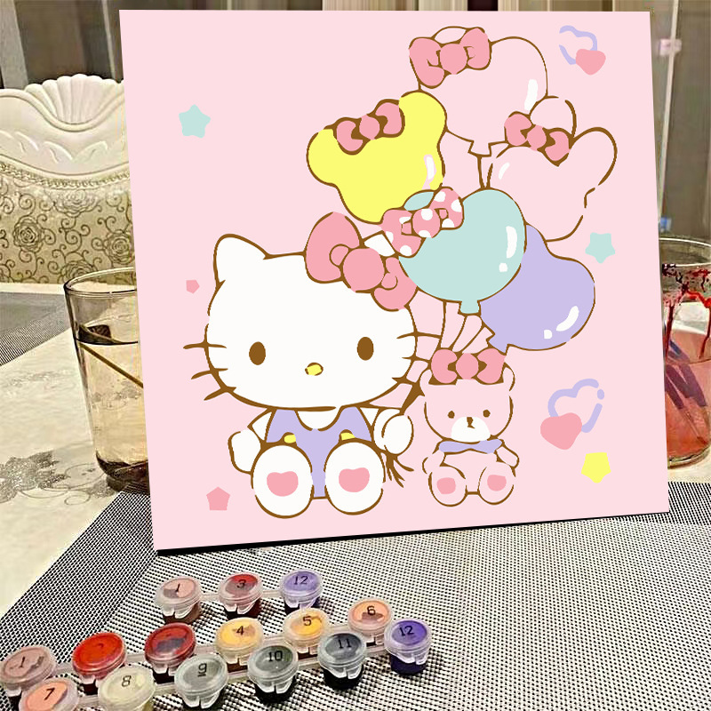 デジタル油絵diyの塗り絵の子供は漫画のアニメを埋めて色を塗ります。|undefined
