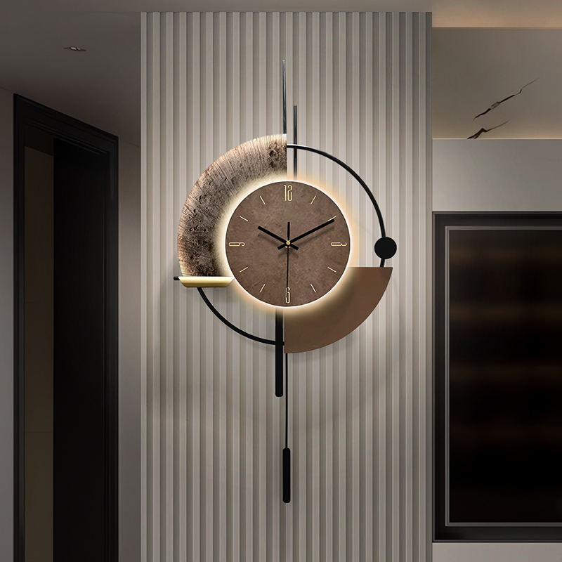 Ogawa 5 New Accessible Luxury High-End Clock Wall Clock Living Room Clock Wall Grille Decorative Wall Clock