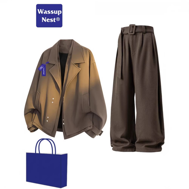 Wassup Nest High-End Casual Suit Set for Men, Autumn Suit Jacket and Pants Complete Set