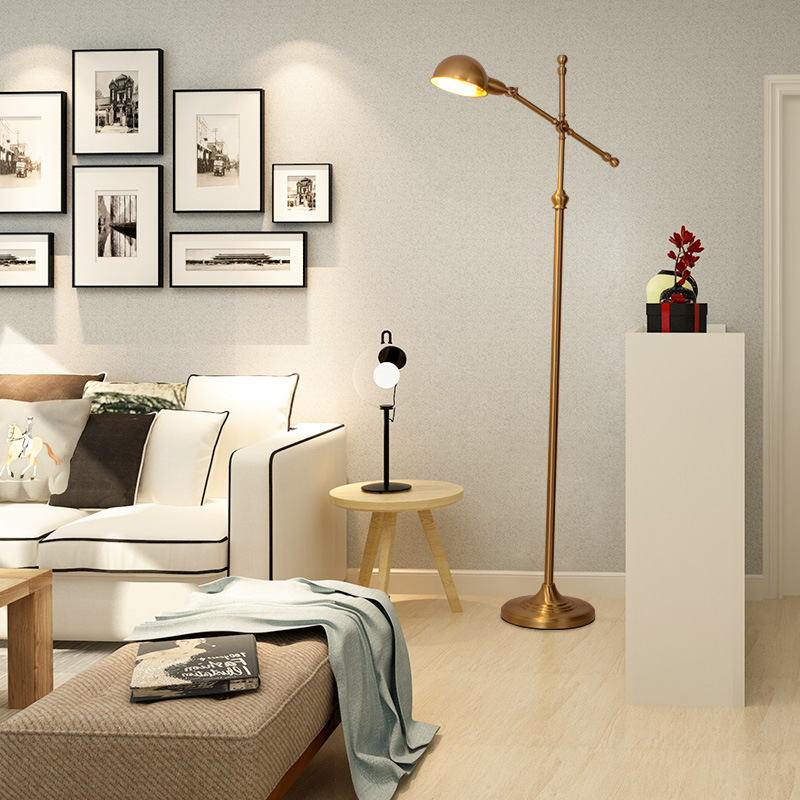 All Copper Floor Lamp Vintage Living Room Bedroom Study American Style Light Luxury Sofa Nordic Style Internet Famous Bedside Lamp Table Lamp Brass