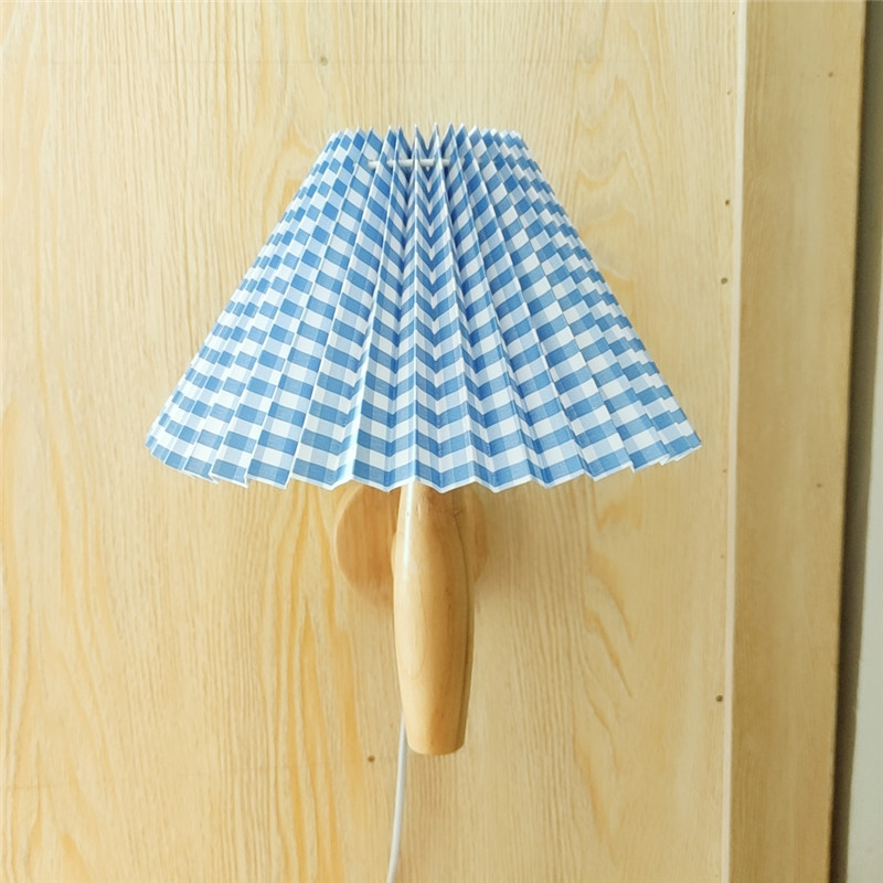 INS estilo pastoral Retro Vintage plisado pétalo tela lámpara de pared de madera estilo pastoral dormitorio lámpara de entrada