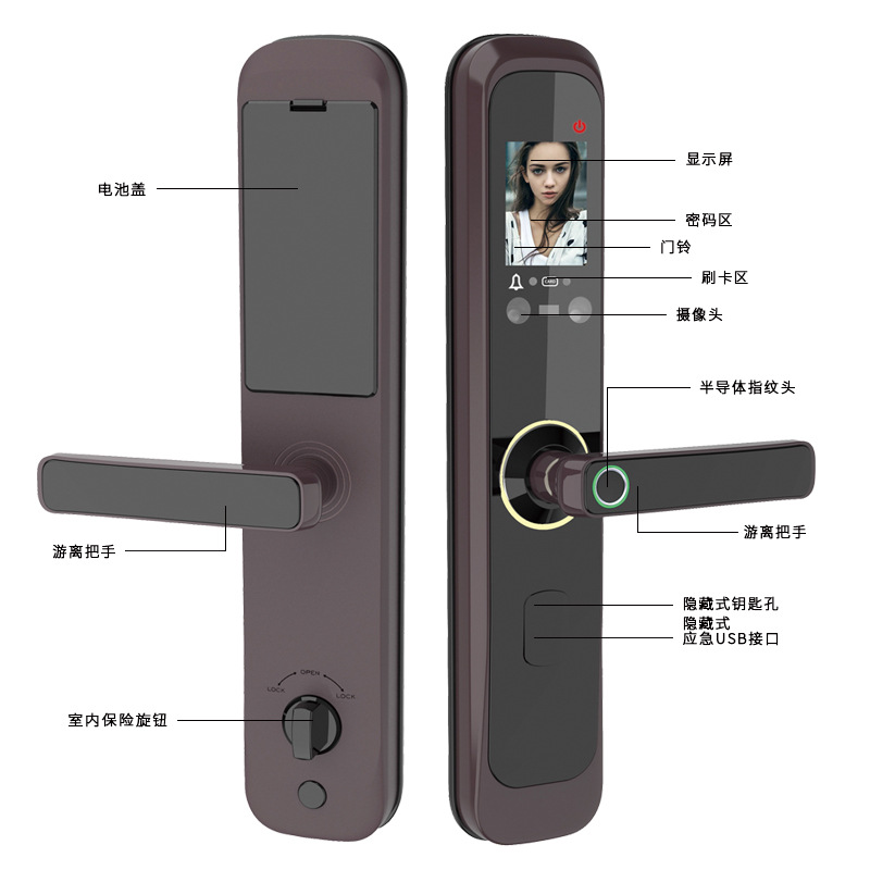 Bloqueo de huellas digitales puerta antirrobo doméstica cerradura inteligente cerradura automática puerta deslizante contraseña cerradura deslizante semiautomática