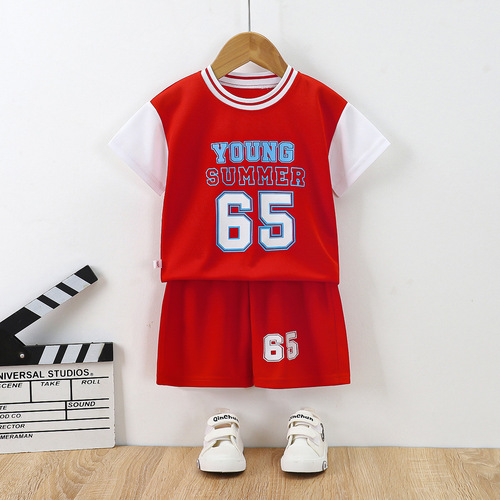 Children's shorts and short-sleeve suits, boys' and girls' sportswear, breathable and quick-drying clothes for older children, outerwear performance costumes for children's clothing.