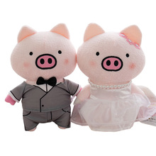 精致的猪猪女孩婚纱猪花车装饰结婚车头公仔压床娃娃一对礼物