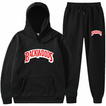 春秋季新款BACKWOODS印花运动装男士嘻哈连帽衫外贸卫衣套装