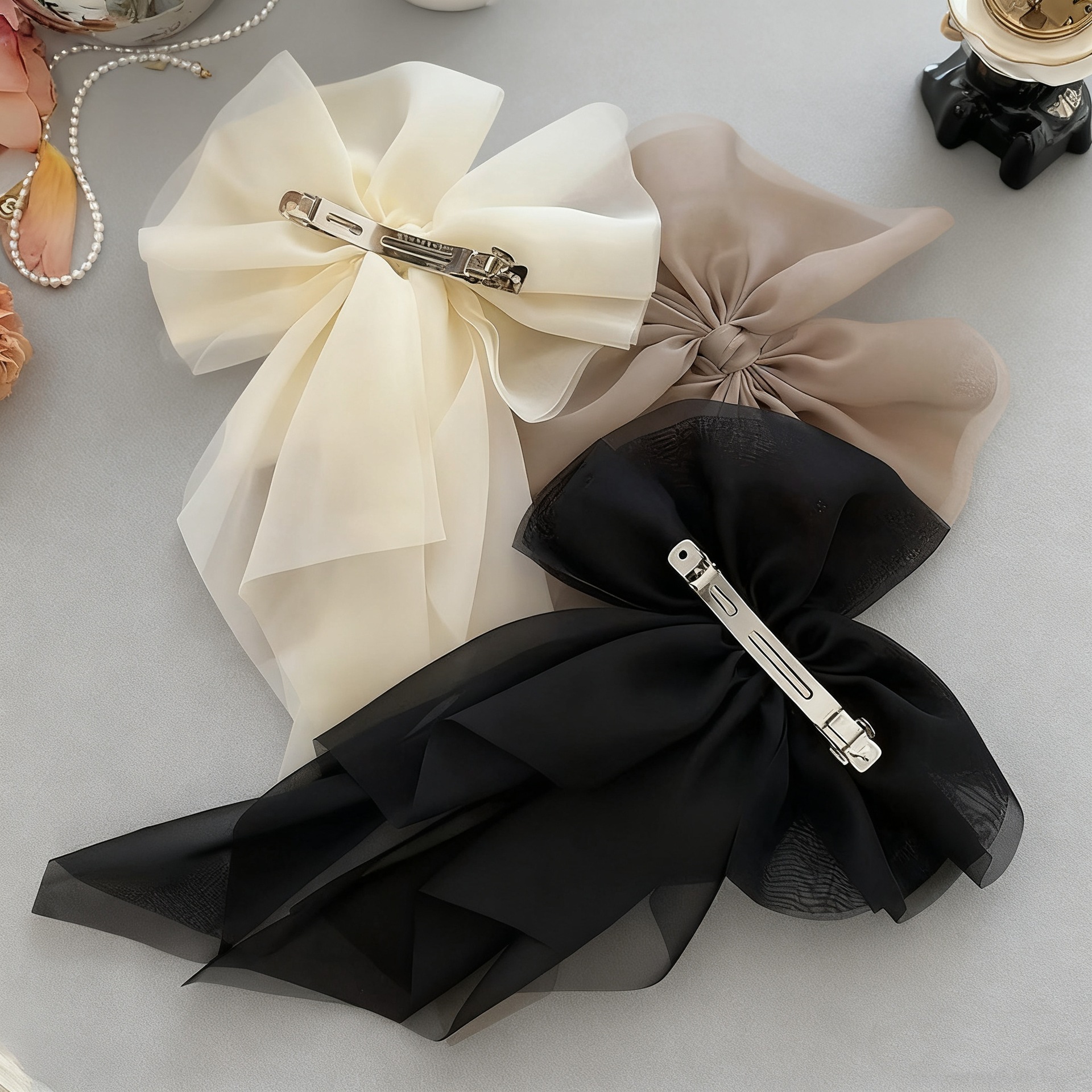Shiffon big ultra thin hairgrip with bow