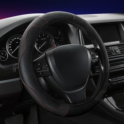 Steering wheel cover wheel cover elastic carbon fiber - black-38cm