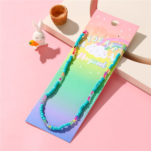 Europe and the United States cross-border children's necklace jewelry small fresh sweet cool wind color beads necklace handmade necklace women wholesale