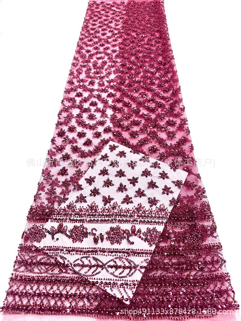 Moda vestido de noche especial bordado tela de perlas de sequilla tela de flor de fabricación directa de ropa de gama alta