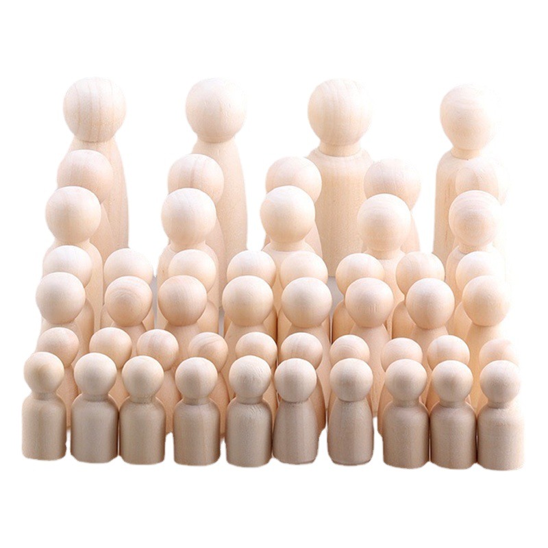 Children's Creative Drawing diy Graffiti Doll Toy Original Wood Color Boxed Wooden Man Family Solid Wood Man Doll