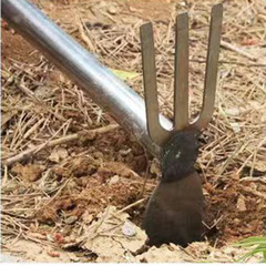Gardening three-tooth rake nail rake long handle small hoe garden farm tools household vegetable gardening hoe stainless steel weeding rake