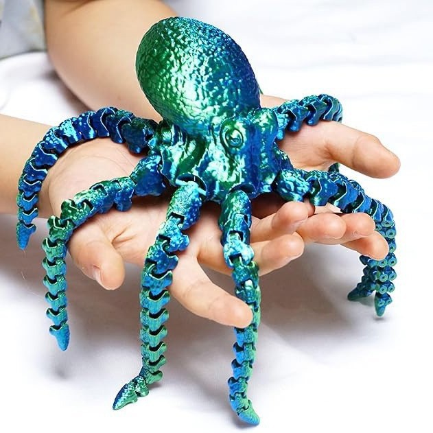 【工厂直销】3d打印章鱼八爪鱼关节可动夜光摆件玩具工艺品