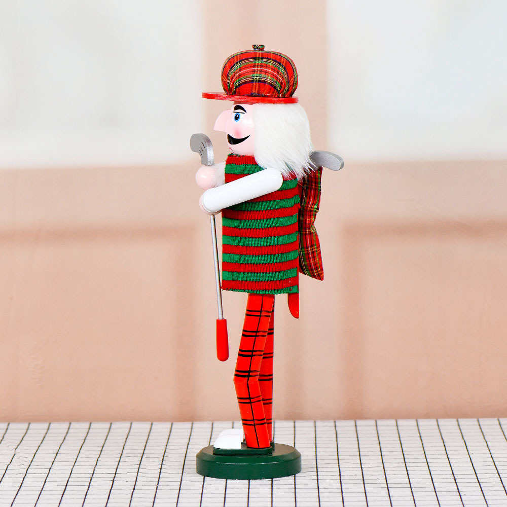 36cm cascanueces rayas rojas y verdes golf al por mayor Navidad artesanías de madera profesionales
