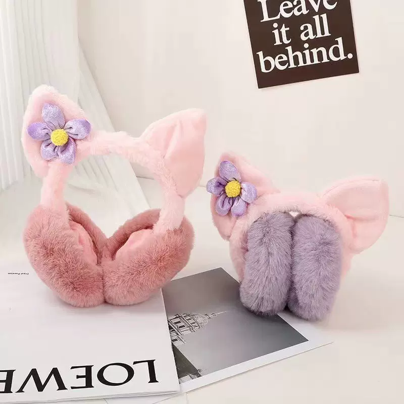 厂家直销冬季保暖女毛绒耳罩耳暖可爱花朵黛露电商护耳