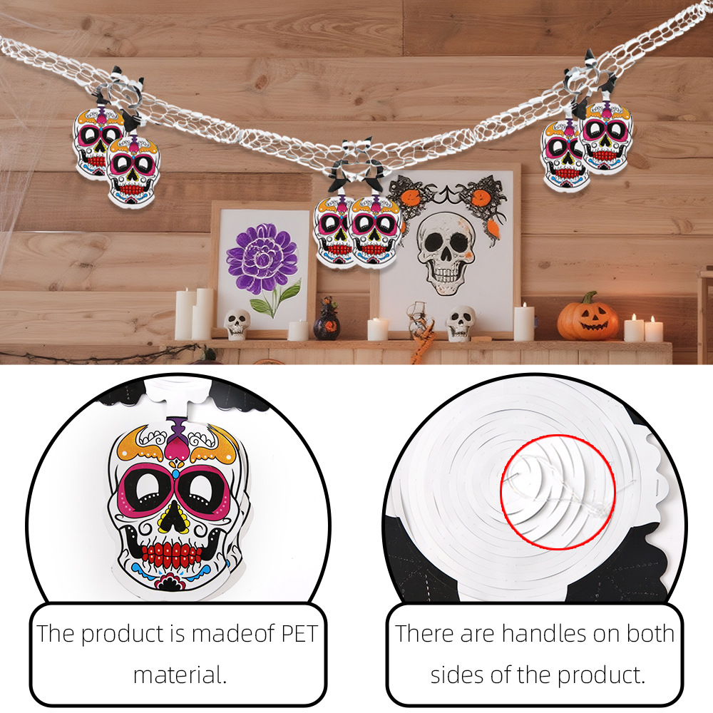 Amazon Día de los Muertos decoraciones colgante hueco dibujo flor mexicano fiesta de carnaval diseño calavera panal dibujo bandera