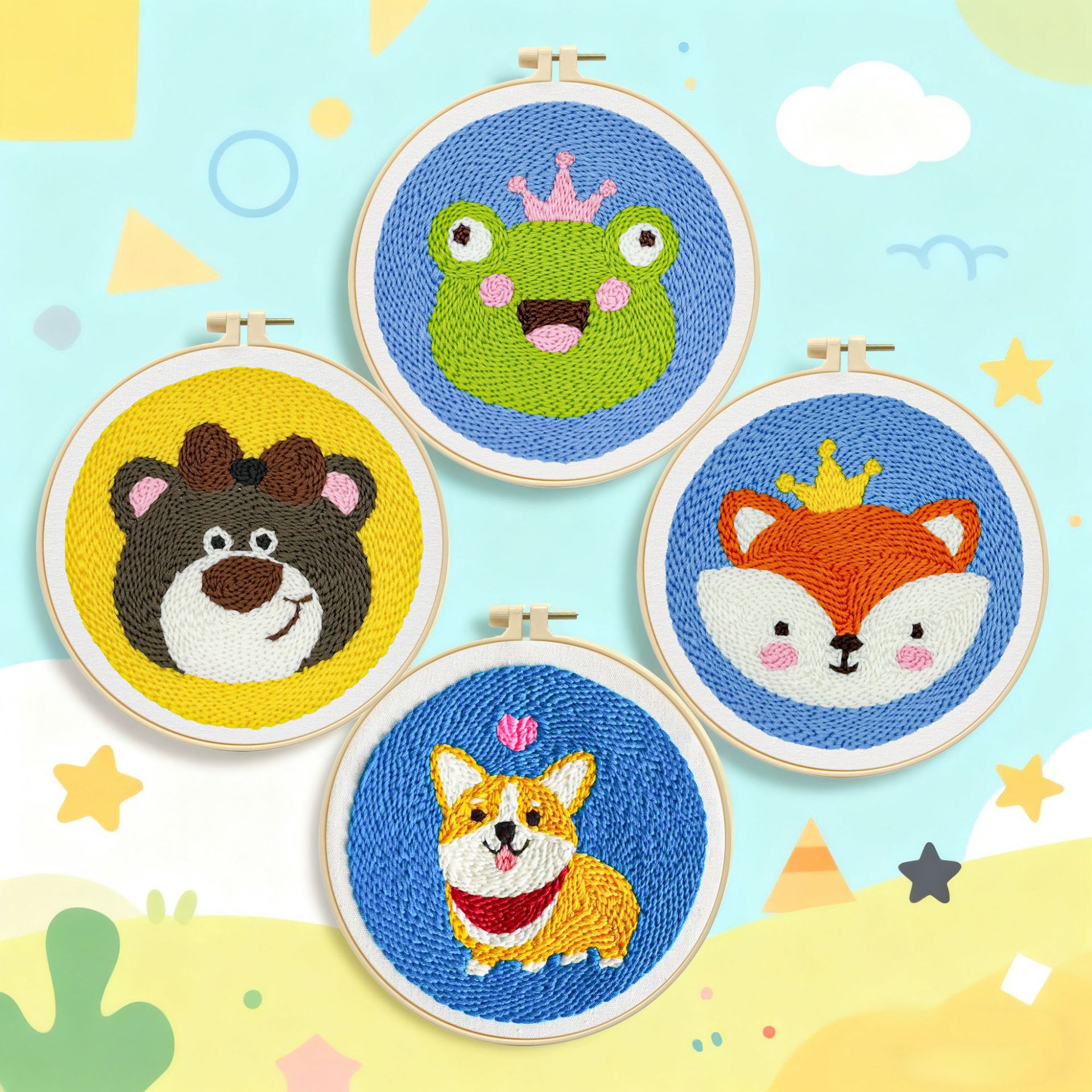 Amazon hilo de lana transfronteriza con material de cojín de taza de goma para paquetes de animales para niños hechos a mano DIY Kit para principiantes