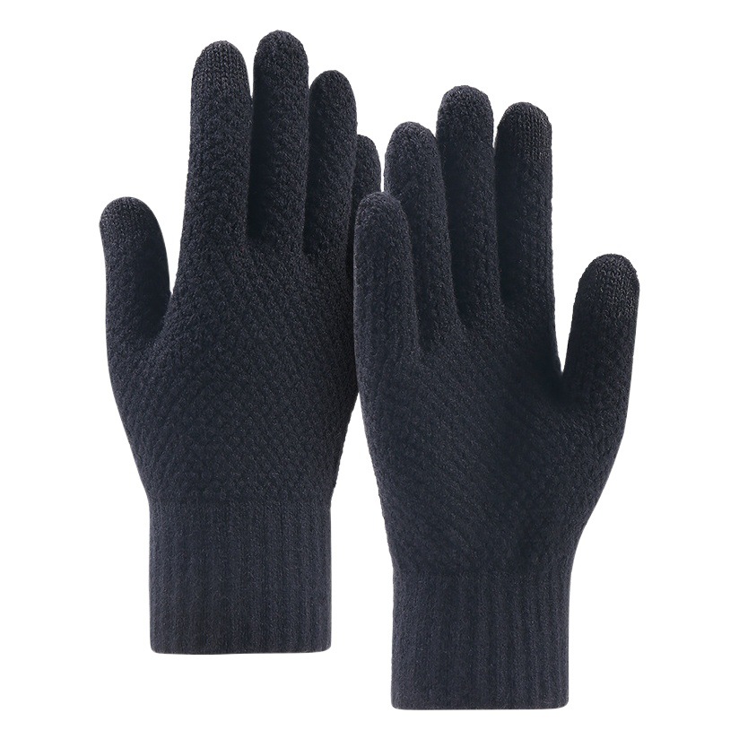Guantes de pantalla táctil de punto de lana especial transfronteriza para hombres de invierno forrados de lana engrosados guantes calientes a prueba de frío al aire libre al por mayor