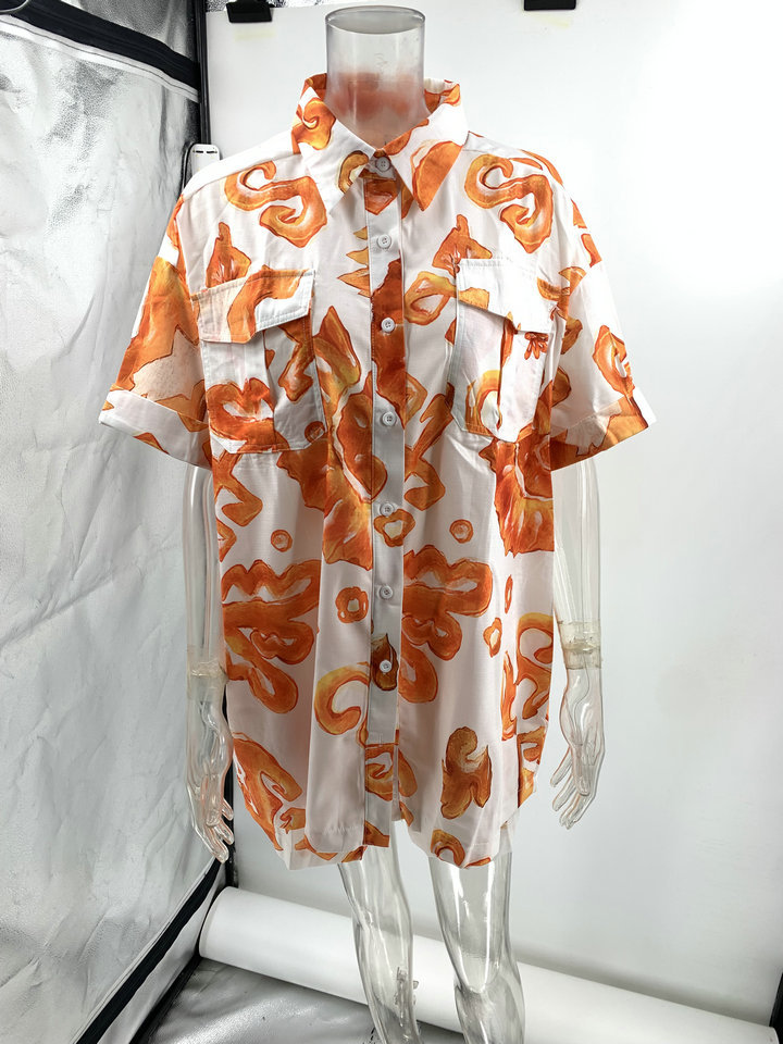 Summer Printed Shorts Collared Loose Women Shirt Casual Set Amplified craft