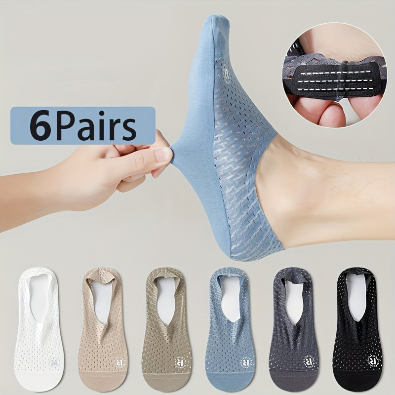 Cross-Border Men's Ultra-Thin Cool Ice Silk Socks, Summer Mesh Breathable Sweat-Absorbing Non-Slip Invisible Socks