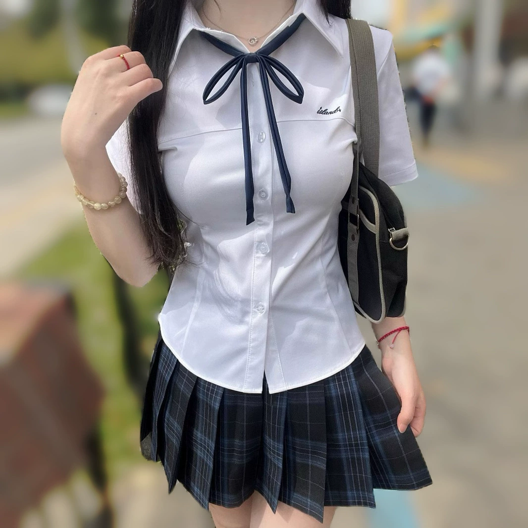 Кодзима оригинальная новая вышивка jk тонкая талия рубашка с короткими рукавами белая дикая униформа