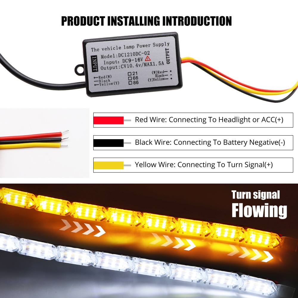 Car Led Crystal Tear Eye Light, Marquee Light Guide Strip, Two-Color Daytime Running Light, Telescopic Streamer Light Wholesale