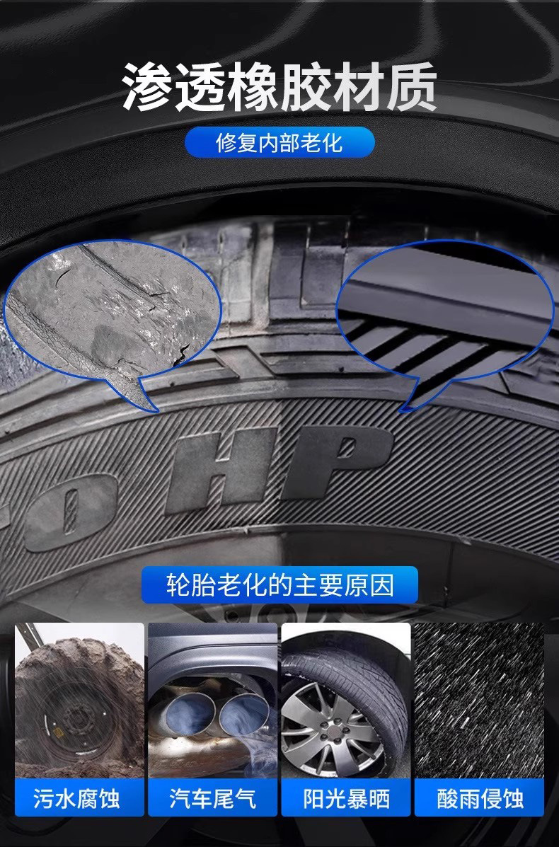 Car Tire Wax Tire Shine Agent Black Gloss Anti-Aging Rubber Plastic Cleaner Waterproof Tire Maintenance Glaze