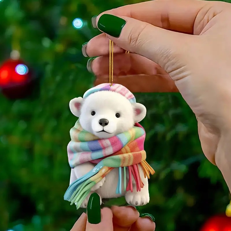 Nuevos productos transfronterizos adorables oso polar montado en automóviles colgantes acrílicos colgantes planos de automóviles decoración de regalos de fiesta de vacaciones
