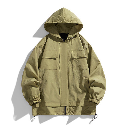 Original Men's Japanese-style Casual Solid-color Loose-Fit Hooded Jacket | Autumn Outwear | Windbreaker & Jacket for Men & Couples