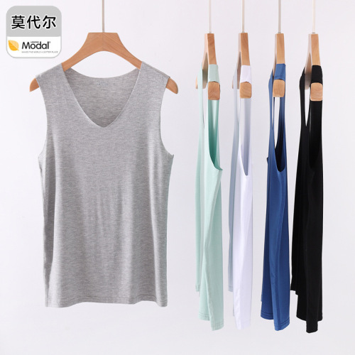 Men's Modal Undershirt Seamless Large Size Innerwear Top Fitness White Summer Black Underwear