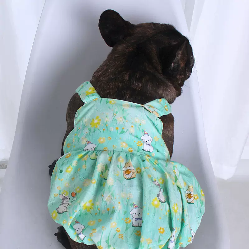宠物春季夏季棉法斗巴哥中小型犬狗公主情侣衬衫南瓜裙衣服服装