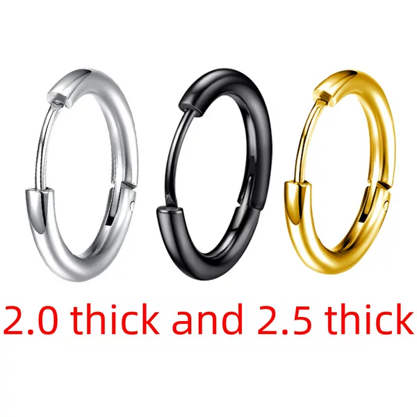 Earrings, Earrings, Titanium Steel Earrings, Thick and Thin Coils, Same Style Circle Stainless Steel Earrings for Boys and Girls, Factory Direct Sales