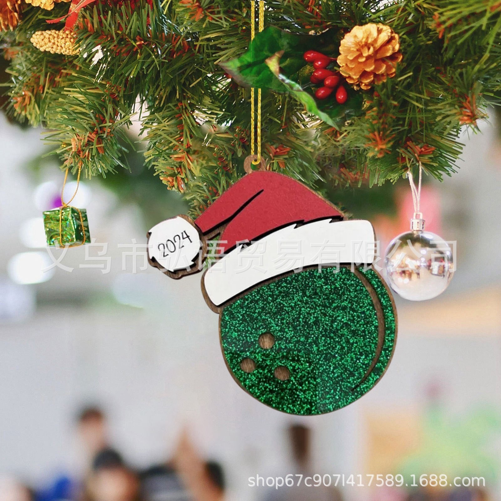 Nuevos productos transfronterizos 2024 decoración de pelota deportiva, adornos deportivos de madera colgante de Navidad fútbol baloncesto béisbol voleibol