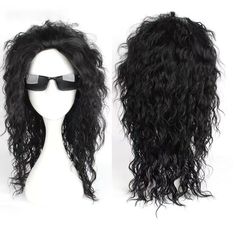 Silk He Michael Jackson Cosplay Wig Imitation Show Sketch Performance Mj Black Curly Hair