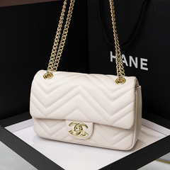 2024春季新款愛心菱格鏈條高級感時尚百搭小香風真皮單肩斜挎包