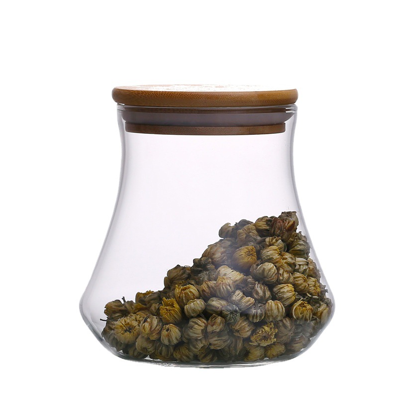 Frasco de almacenamiento de vidrio de borosilicato transparente Materiales Medicinales té perfumado fruta seca snack JAR cocina hogar almacenamiento tarro de té al por mayor