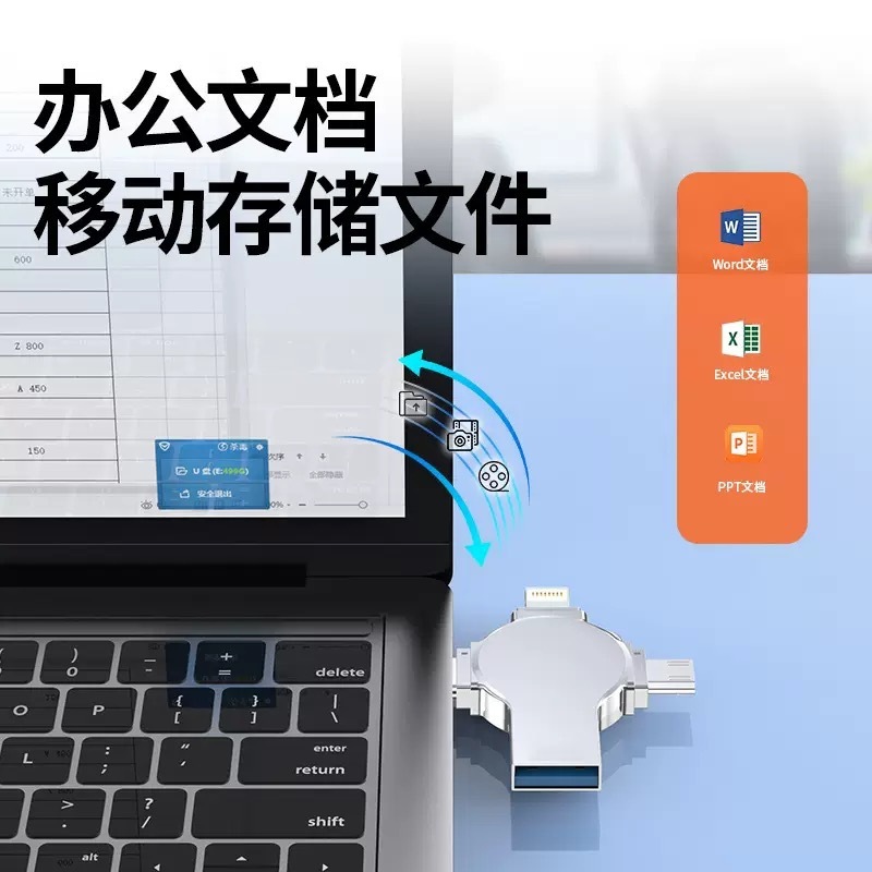 跨境四合一十字架手机U盘适用苹果安卓电脑typec金属手机优盘128g|undefined