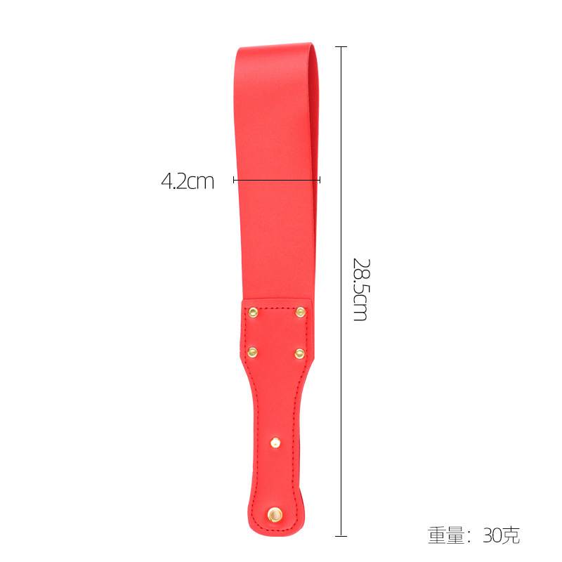 Leather Spanking Paddle with Rivets, Long Handle, Adult Sensory Play Tool — detail image 7