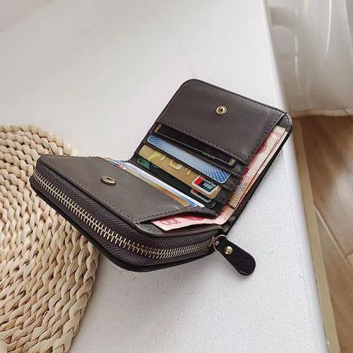 New wallet for women, Korean version, simple mini plaid wallet for high school students, retro short coin purse, card holder, multiple card slots