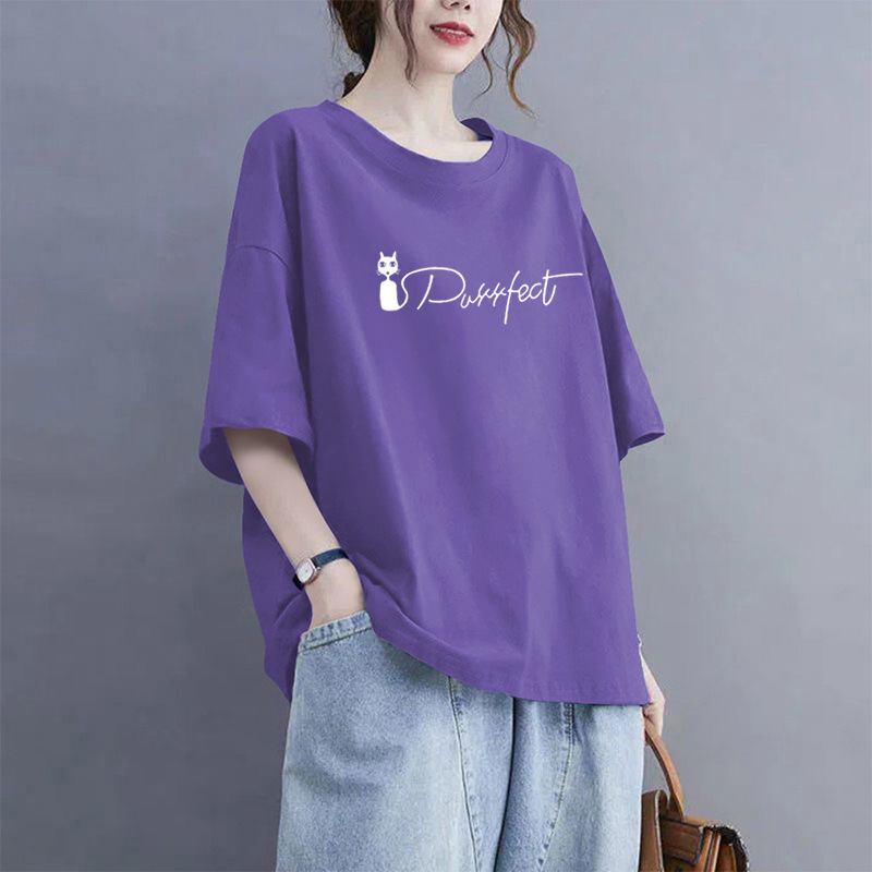 Extra Large Size 100kg Pure Cotton Short-Sleeved T-Shirt for Women 2026 Summer New Style Versatile Casual Fashion Age-Reducing Half-Sleeved Top