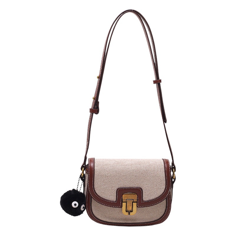 Bolso de Mujer para Comercio Exterior Transfronterizo, Estilo Coreano 2025, Bolso de Lona con Bloques de Color, Estilo Retro, Moderno y de Moda