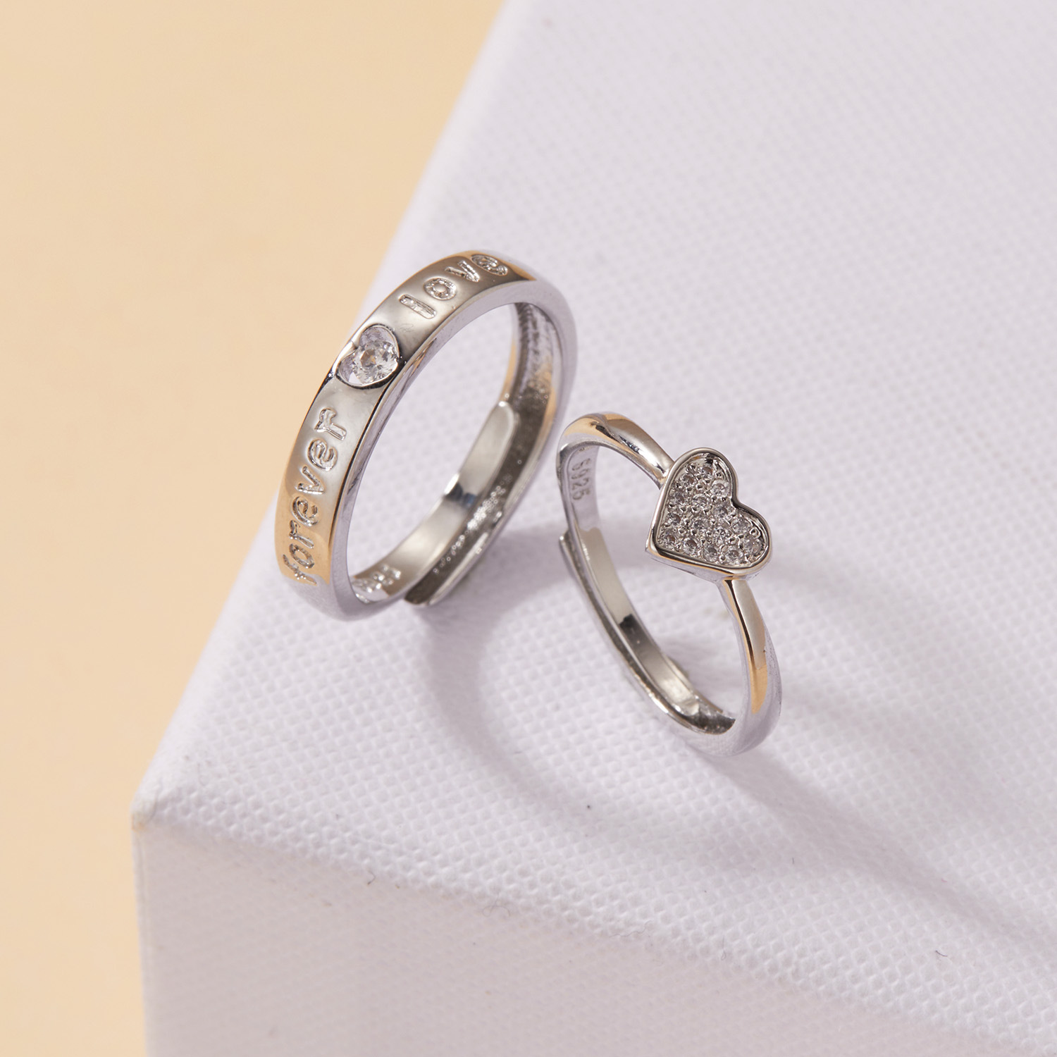 Elegant Classic Style Heart Shape Copper Zircon Open Rings In Bulk display picture 36