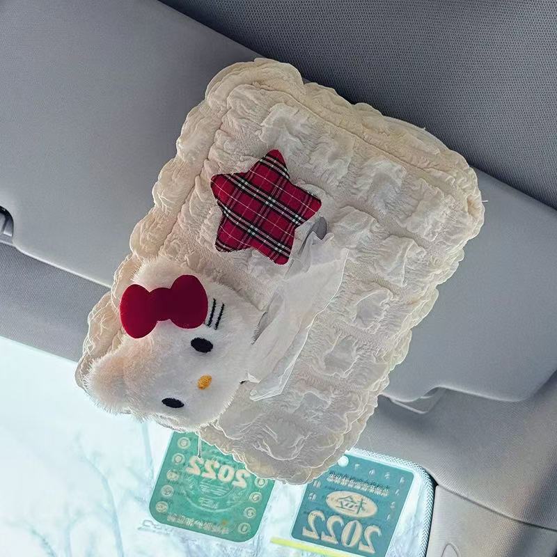 hellokitty车载纸巾盒汽车抽纸盒车内装饰品可爱卡通纸巾袋挂式|undefined