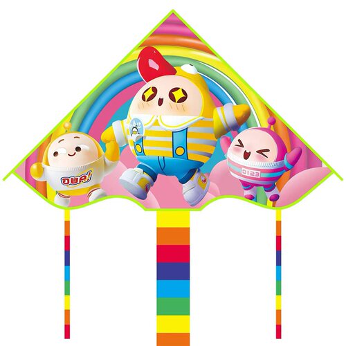 Kite Weifang Kite New Curved Edge Children's Cartoon Rainbow Triangular Grid Fabric Trendy Kite Wholesale