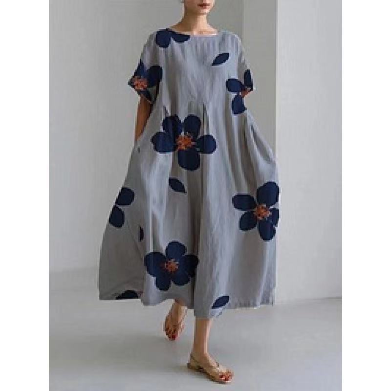 Femmes Robe Régulière Élégant Style Classique Col Rond Manche Courte Couleur Unie Robe Mi-Longue Vacances display picture 11